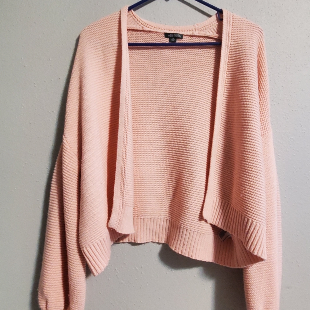 Peach Wild fable balloon sleeved knit open cardigan